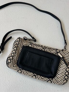 Vera Wang Black & Cream Woven Crossbody Bag with Front Pocket